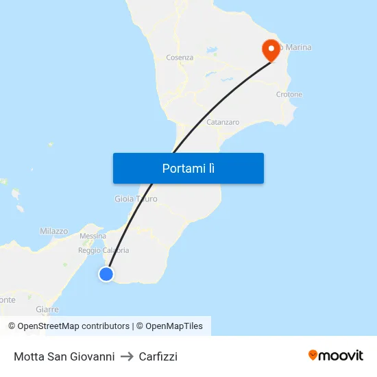 Motta San Giovanni to Carfizzi map