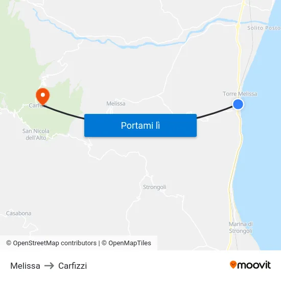 Melissa to Carfizzi map