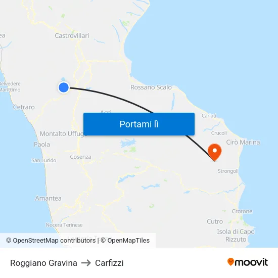 Roggiano Gravina to Carfizzi map