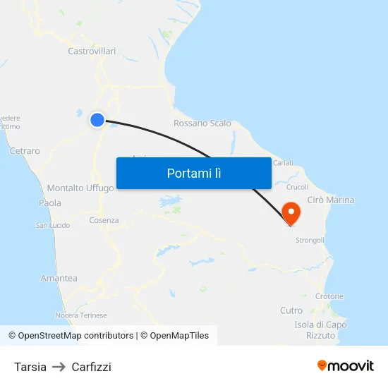 Tarsia to Carfizzi map