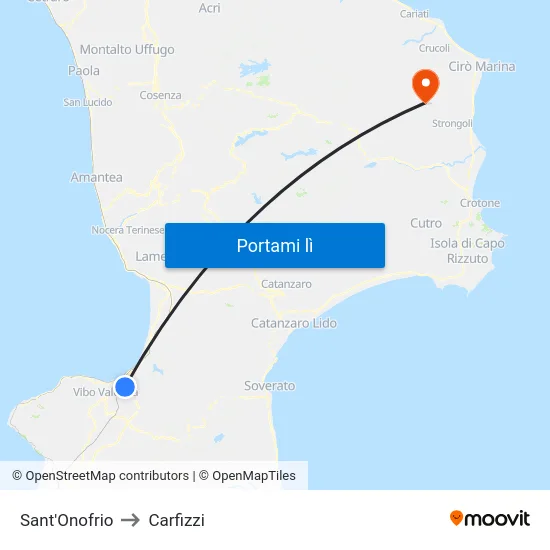 Sant'Onofrio to Carfizzi map