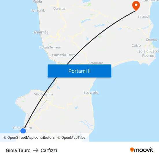 Gioia Tauro to Carfizzi map