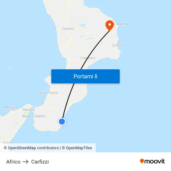 Africo to Carfizzi map