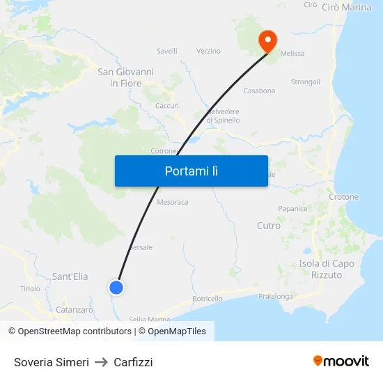 Soveria Simeri to Carfizzi map