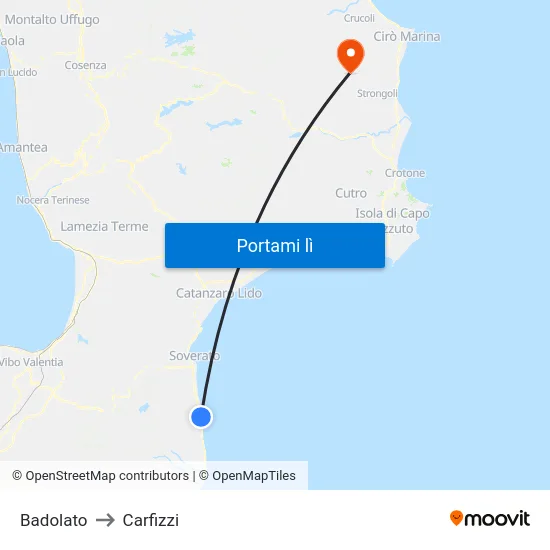 Badolato to Carfizzi map