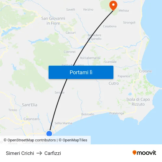 Simeri Crichi to Carfizzi map