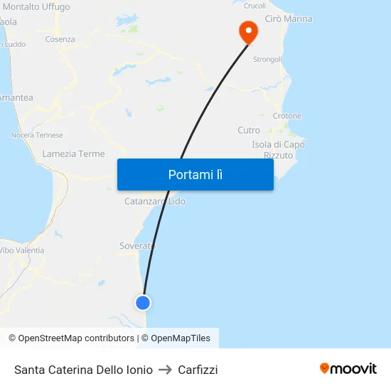Santa Caterina Dello Ionio to Carfizzi map