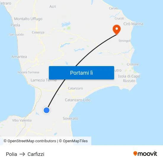 Polia to Carfizzi map