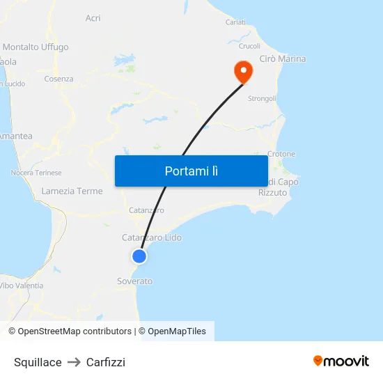 Squillace to Carfizzi map