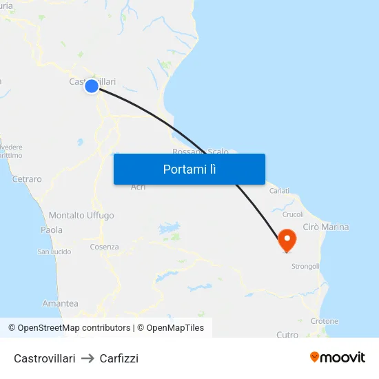 Castrovillari to Carfizzi map