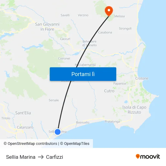 Sellia Marina to Carfizzi map