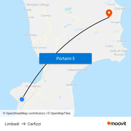 Limbadi to Carfizzi map