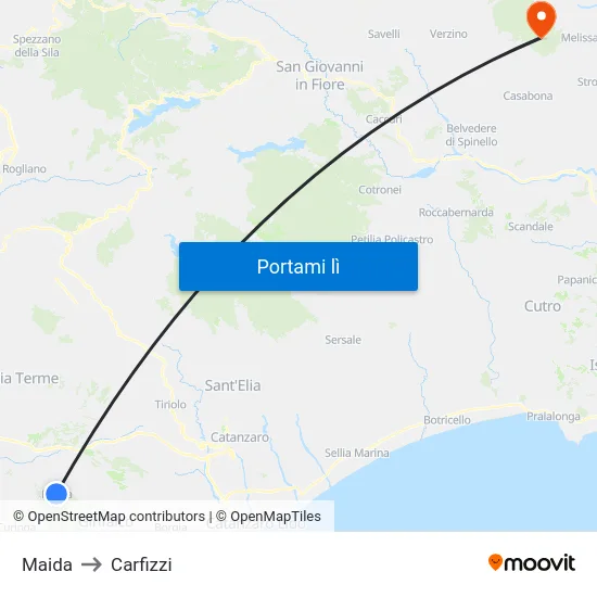 Maida to Carfizzi map