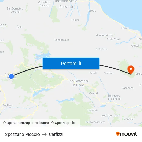 Spezzano Piccolo to Carfizzi map