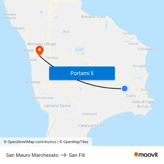 San Mauro Marchesato to San Fili map