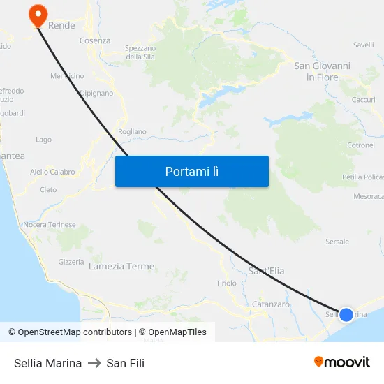 Sellia Marina to San Fili map