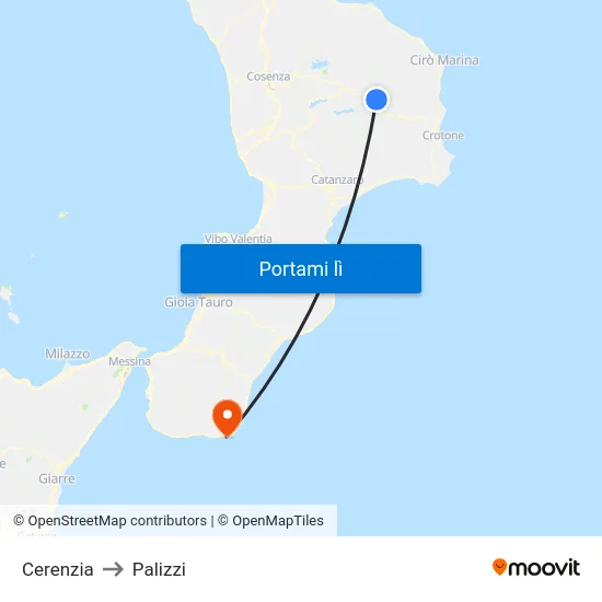 Cerenzia to Palizzi map