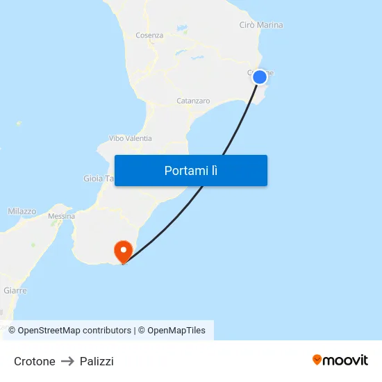 Crotone to Palizzi map