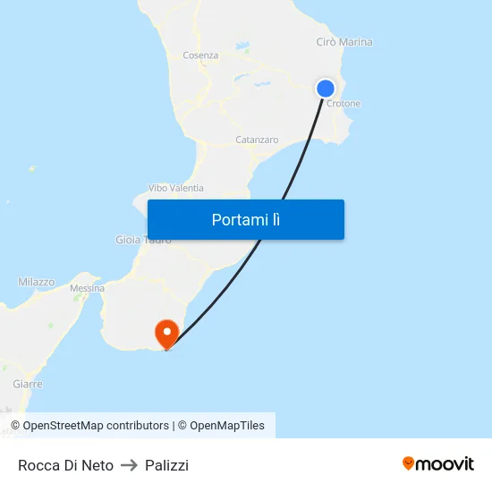 Rocca Di Neto to Palizzi map