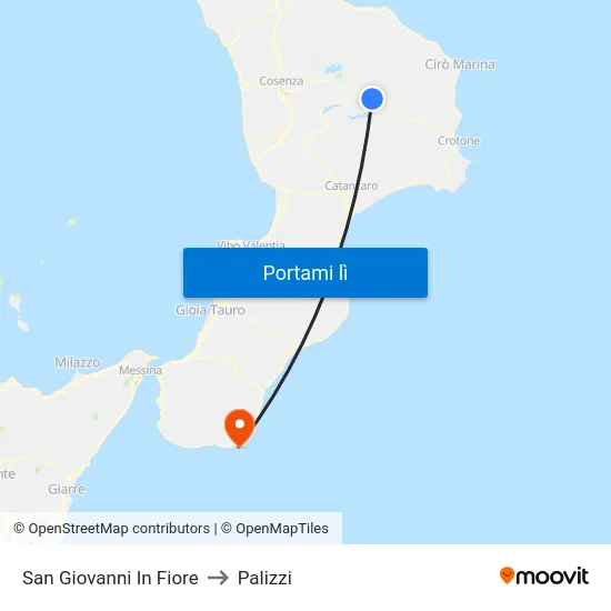 San Giovanni In Fiore to Palizzi map