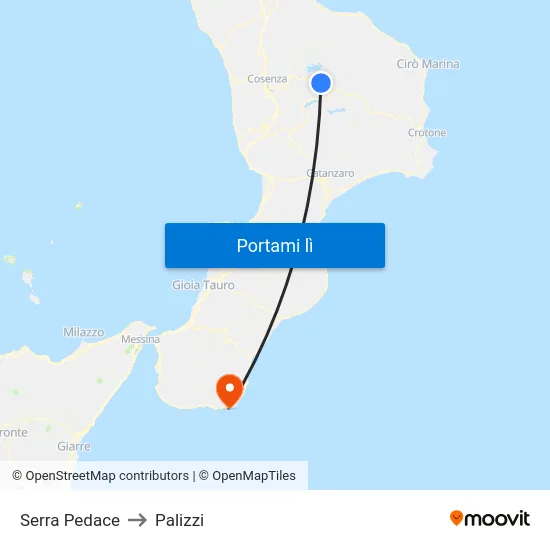 Serra Pedace to Palizzi map