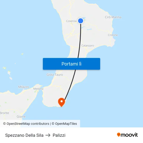 Spezzano Della Sila to Palizzi map