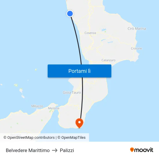 Belvedere Marittimo to Palizzi map