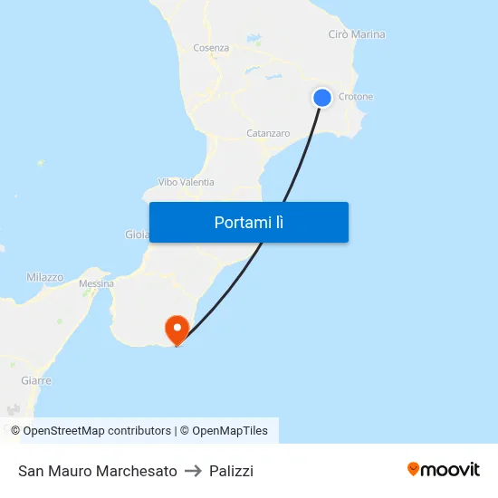 San Mauro Marchesato to Palizzi map