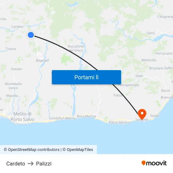 Cardeto to Palizzi map