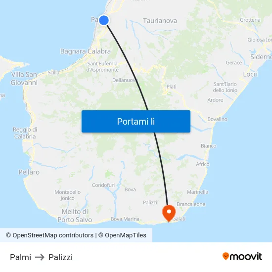 Palmi to Palizzi map