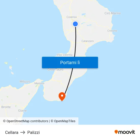 Cellara to Palizzi map