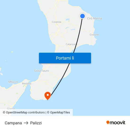 Campana to Palizzi map