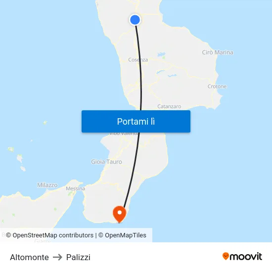 Altomonte to Palizzi map