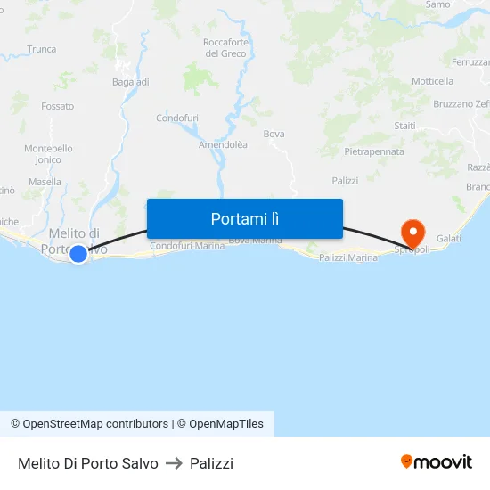 Melito Di Porto Salvo to Palizzi map