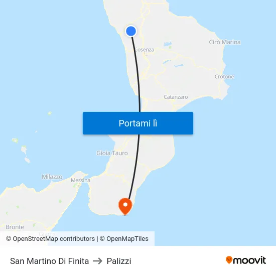 San Martino Di Finita to Palizzi map