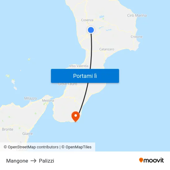 Mangone to Palizzi map