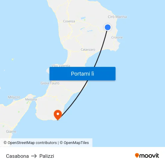Casabona to Palizzi map