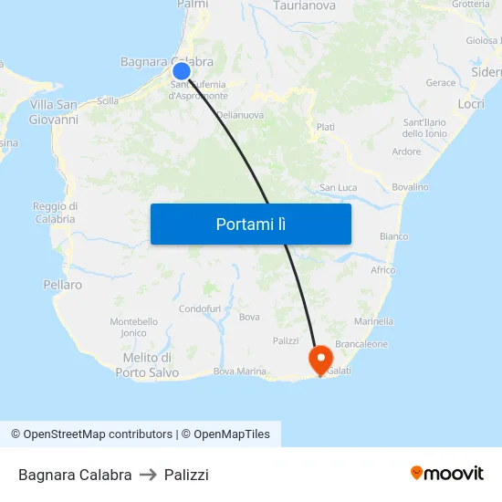 Bagnara Calabra to Palizzi map