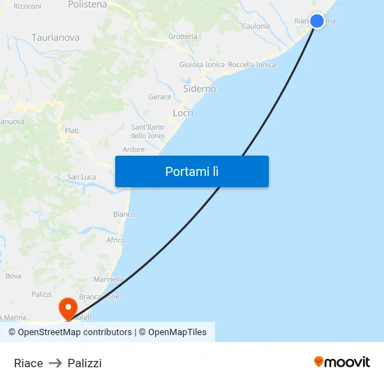 Riace to Palizzi map