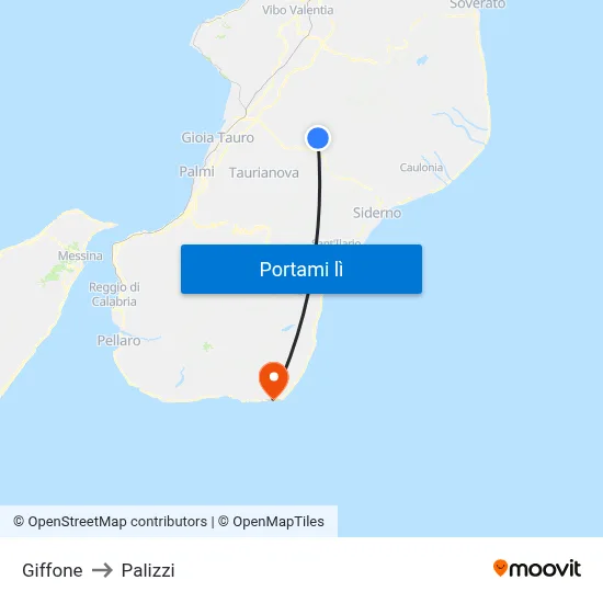 Giffone to Palizzi map