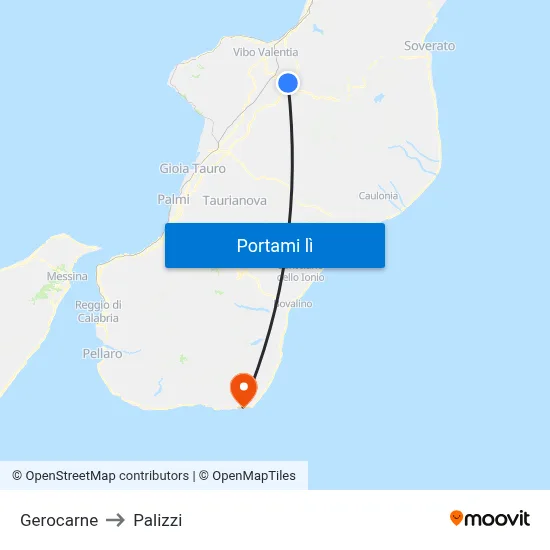 Gerocarne to Palizzi map