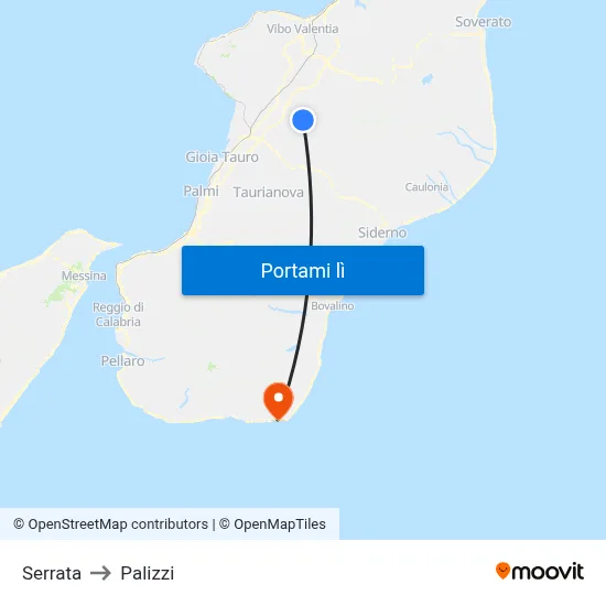 Serrata to Palizzi map