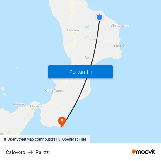 Caloveto to Palizzi map