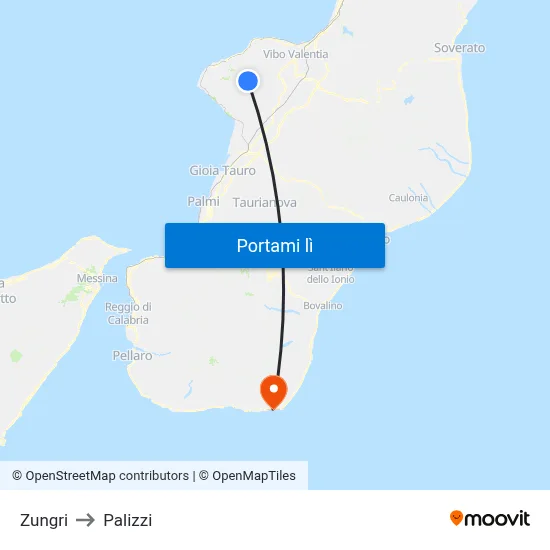 Zungri to Palizzi map