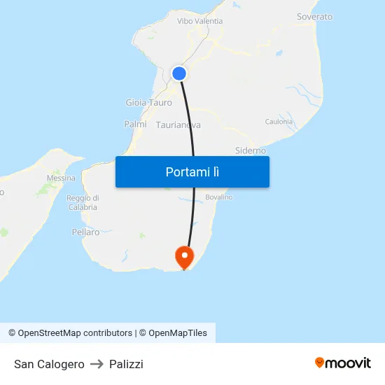 San Calogero to Palizzi map