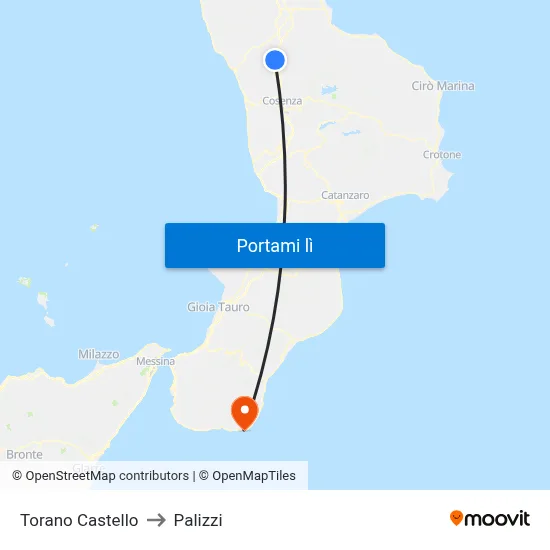 Torano Castello to Palizzi map