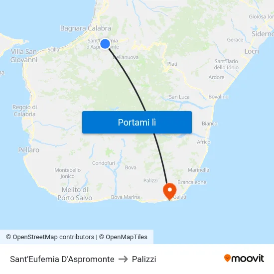 Sant'Eufemia D'Aspromonte to Palizzi map