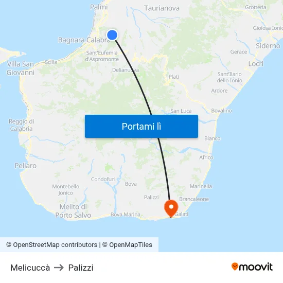 Melicuccà to Palizzi map