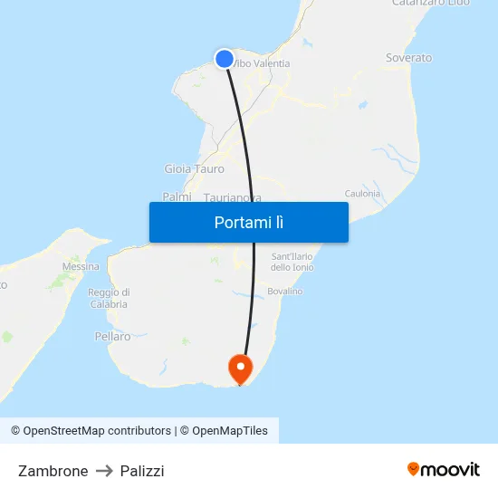 Zambrone to Palizzi map