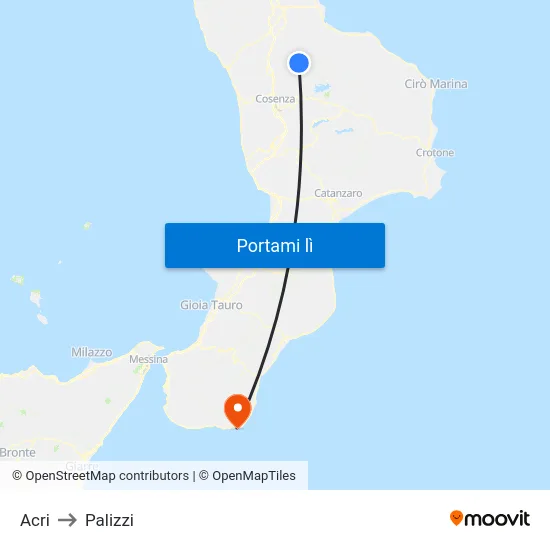 Acri to Palizzi map